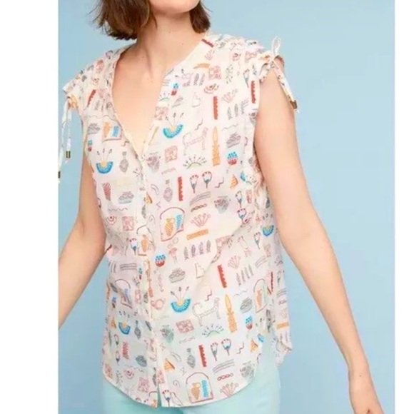 Anthropologie Daniel Kroll hieroglyphic, graphic, print button up shirt - Picture 12 of 12